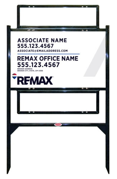 Reflective Angle Iron Frame and Associate Name w Broker Address Sign Unit w2 Rider Insert, 18h x 30w, Steel